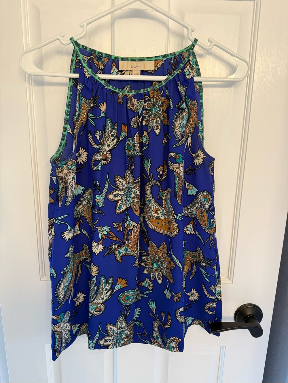 LOFT Royal Blue Paisley Halter-Style Tank